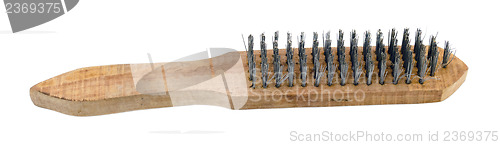 Image of wooden brush scour rust remove tool isolated white 