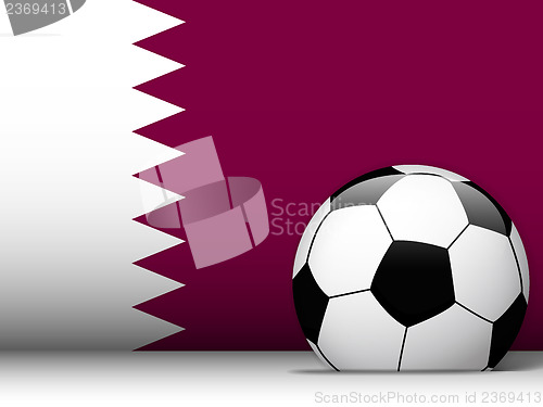 Image of Qatar Soccer Ball with Flag Background