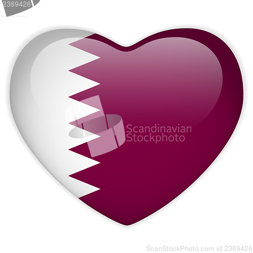 Image of Qatar Flag Heart Glossy Button