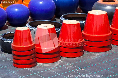 Image of Colorful ceramic pots in market