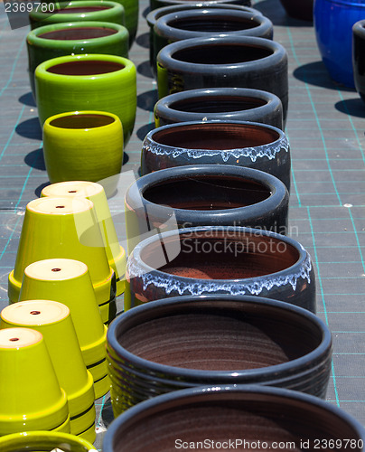 Image of Colorful ceramic pots in market