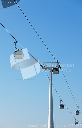 Image of Cable car on blue sky background