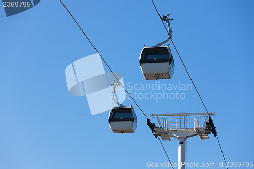 Image of Cable car on blue sky background