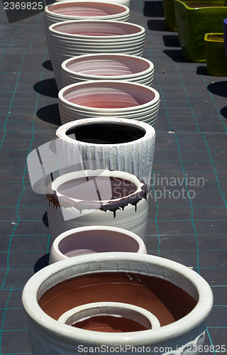 Image of Colorful ceramic pots in market
