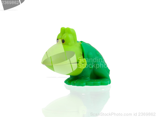 Image of Old green plastic toy frog