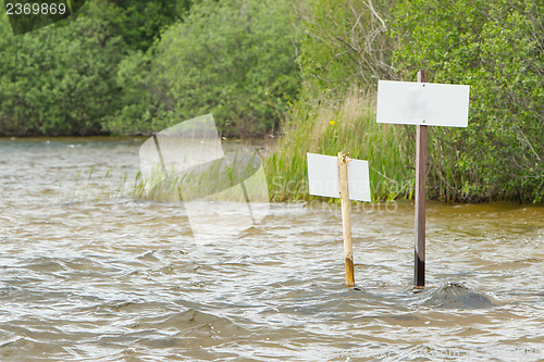 Image of Blank sign in a lake