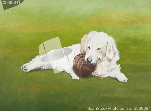 Image of Painting of a white dog