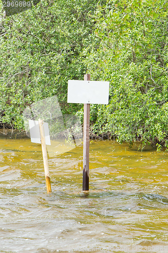 Image of Blank sign in a lake