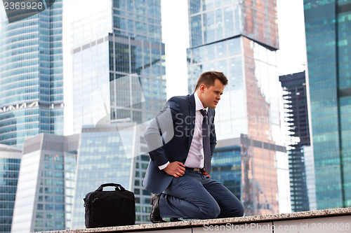 Image of Successful businessman meditation