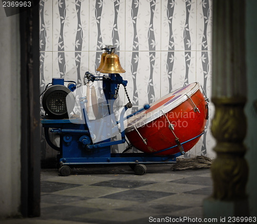 Image of Mechanical drummer in a small temple. India, Udaipur