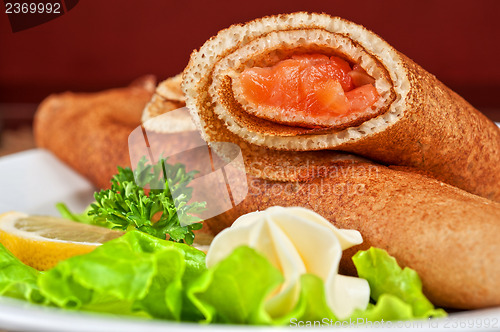 Image of Pancakes with salmon