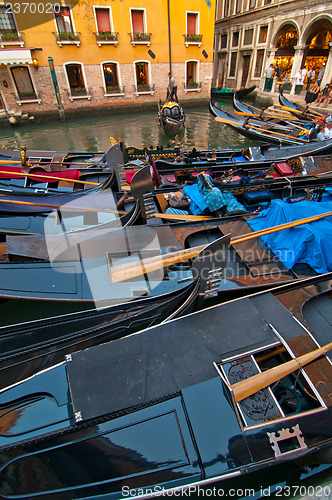 Image of Venice Italy Gondolas on canal 