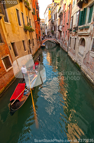 Image of Venice Italy Gondolas on canal 