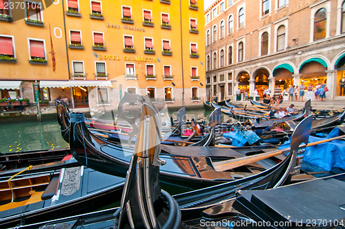 Image of Venice Italy Gondolas on canal 