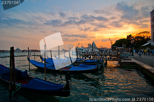 Image of Venice Italy Gondolas on canal 