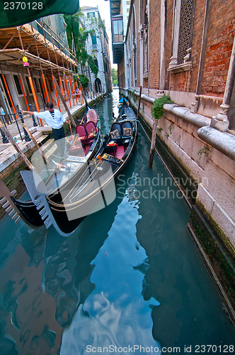 Image of Venice Italy Gondolas on canal 