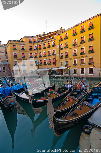 Image of Venice Italy Gondolas on canal 
