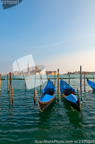 Image of Venice Italy Gondolas on canal 