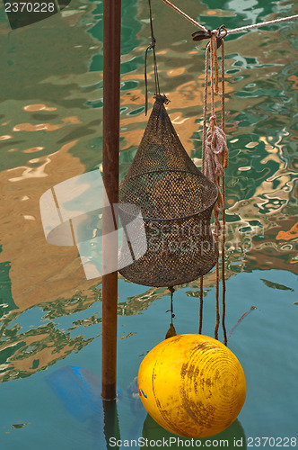 Image of Venice Italy fishing gear on canal
