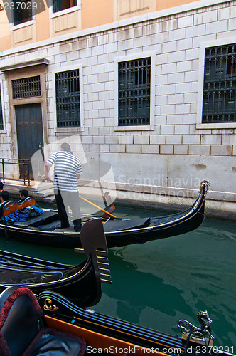 Image of Venice Italy Gondolas on canal 