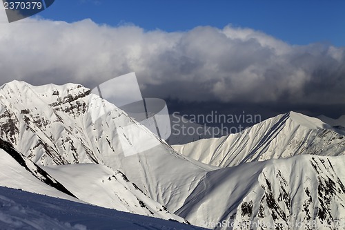 Image of Sunny mountains in evening