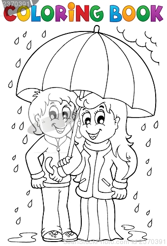 Image of Coloring book rainy weather theme 1