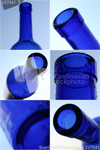 Image of Blue vine bottles collage