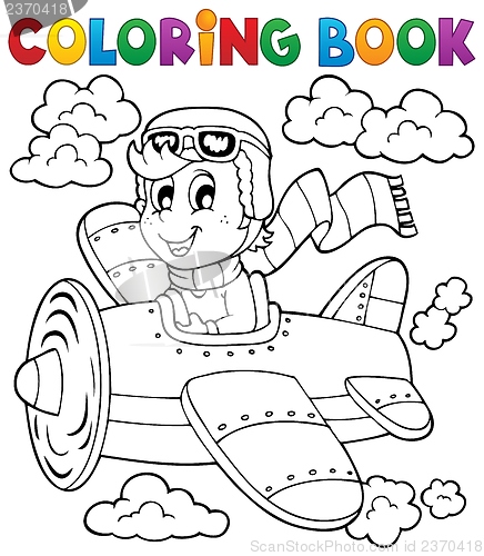 Image of Coloring book airplane theme 1