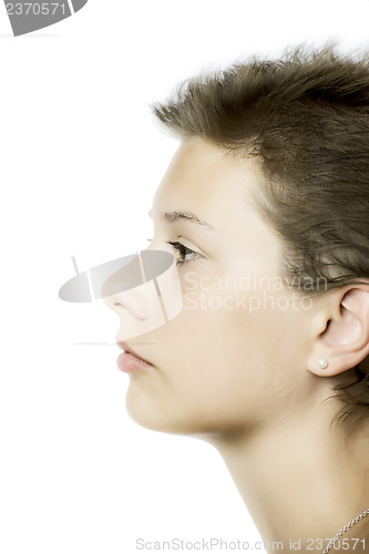 Image of Partial profile view of pretty girl