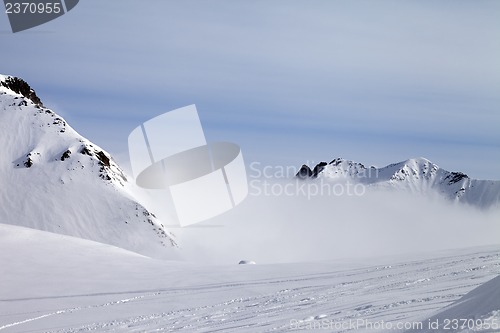 Image of Ski slope in fog