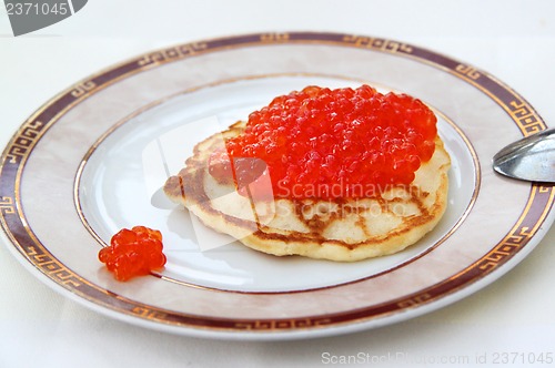 Image of Pancake with red caviar