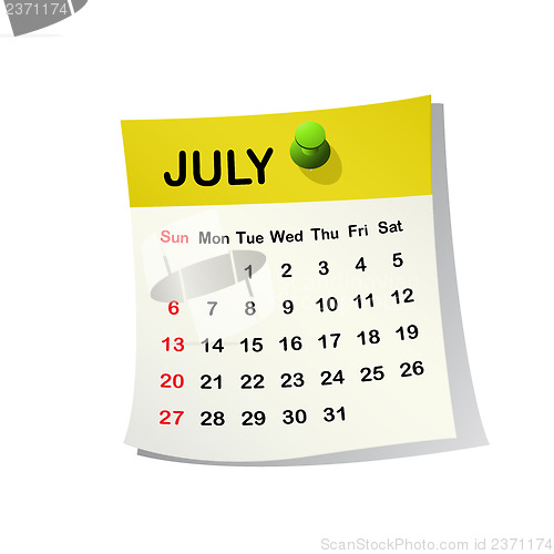 Image of 2014 calendar for July.