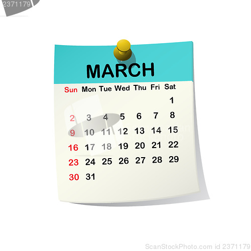 Image of 2014 calendar for March.