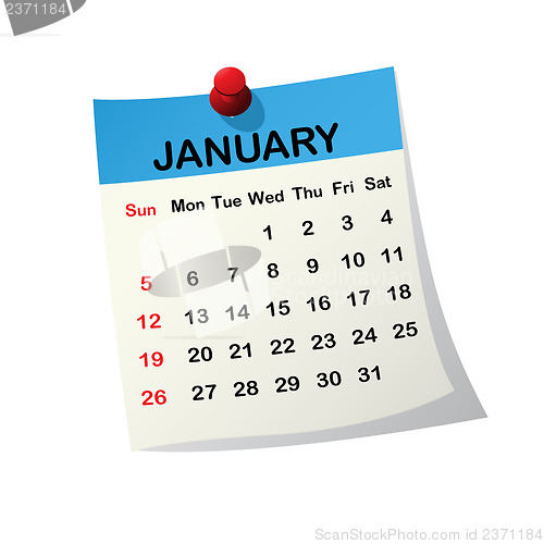 Image of 2014 calendar for January.