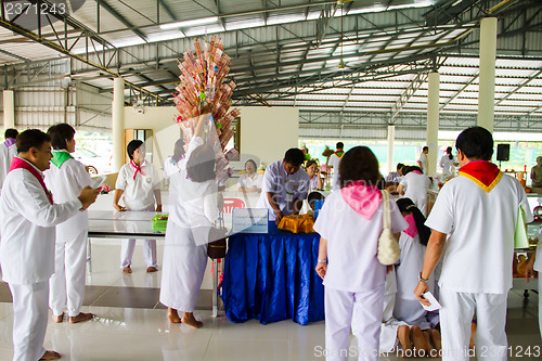 Image of UBONRATCHATHANI - JULY 28: "TOD PHA PA" Traditional of buddhist 