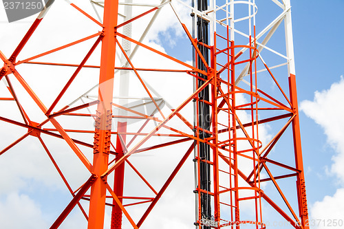 Image of Mobile tower communication antennas close up