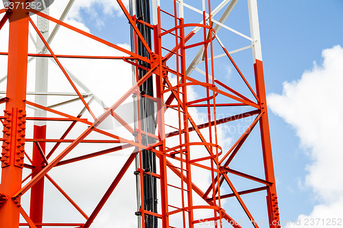 Image of Mobile tower communication antennas close up