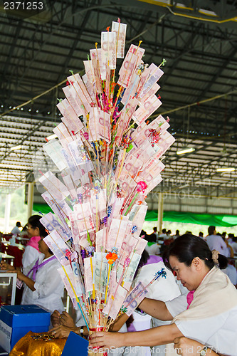 Image of UBONRATCHATHANI - JULY 28: "TOD PHA PA" Traditional of buddhist 