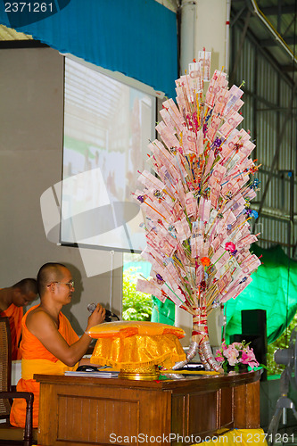 Image of UBONRATCHATHANI - JULY 28: "TOD PHA PA" Traditional of buddhist 
