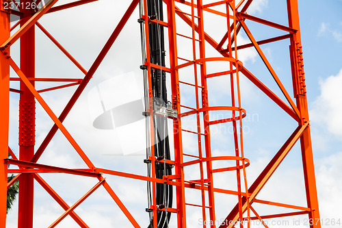 Image of Mobile tower communication antennas close up