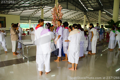 Image of UBONRATCHATHANI - JULY 28: "TOD PHA PA" Traditional of buddhist 