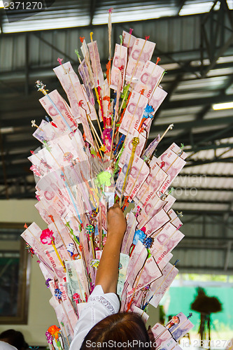 Image of UBONRATCHATHANI - JULY 28: "TOD PHA PA" Traditional of buddhist 