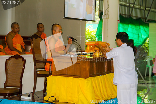 Image of UBONRATCHATHANI - JULY 28: "TOD PHA PA" Traditional of buddhist 