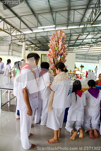 Image of UBONRATCHATHANI - JULY 28: "TOD PHA PA" Traditional of buddhist 