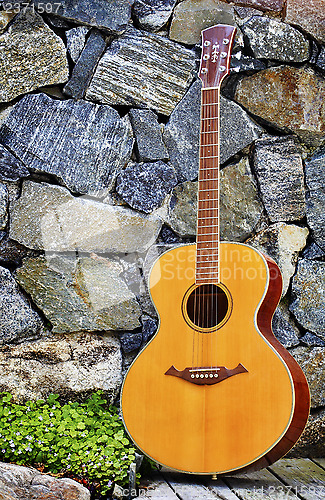 Image of Classic guitar backed to wall 