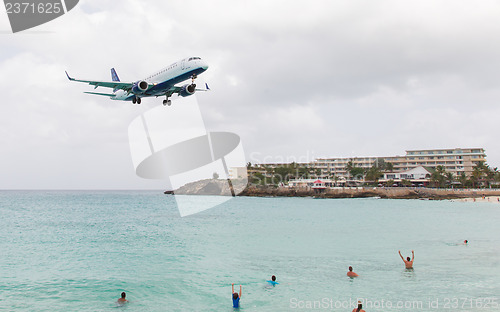 Image of ST MARTIN, ANTILLES - JULY 19, 2013: JetBlue is the fastest grow