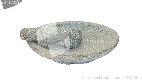 Image of Stone mortar on white background