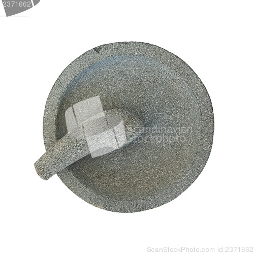 Image of Stone mortar on white background