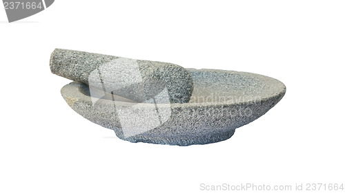 Image of Stone mortar on white background