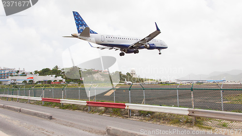 Image of ST MARTIN, ANTILLES - JULY 19, 2013: JetBlue is the fastest grow